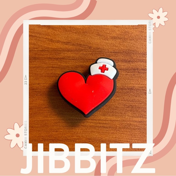 🌸5/$10 Nurse Hat Heart Jibbit / Shoe Charm - Picture 1 of 1